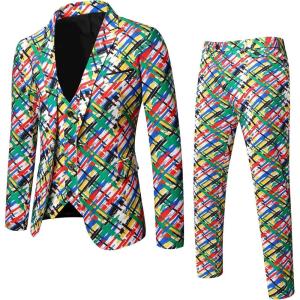 imageWULFUL Mens Slim Fit Suit One Button 3Piece Blazer Dress Business Wedding Party Jacket Vest ampamp Pant