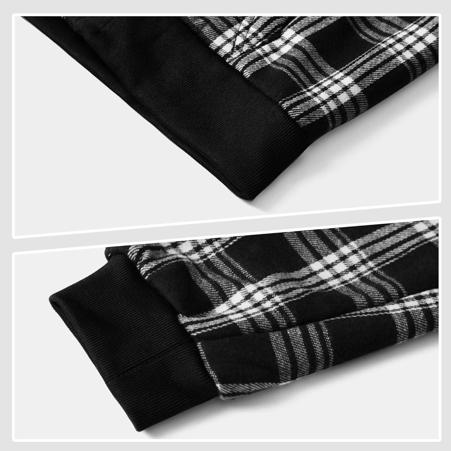imageWULFUL Boys Flannel Fleece Jackets Plaid Sherpa Hoodie Zip Up Sweatshirt Winter Coat 514 YearsBlack 758