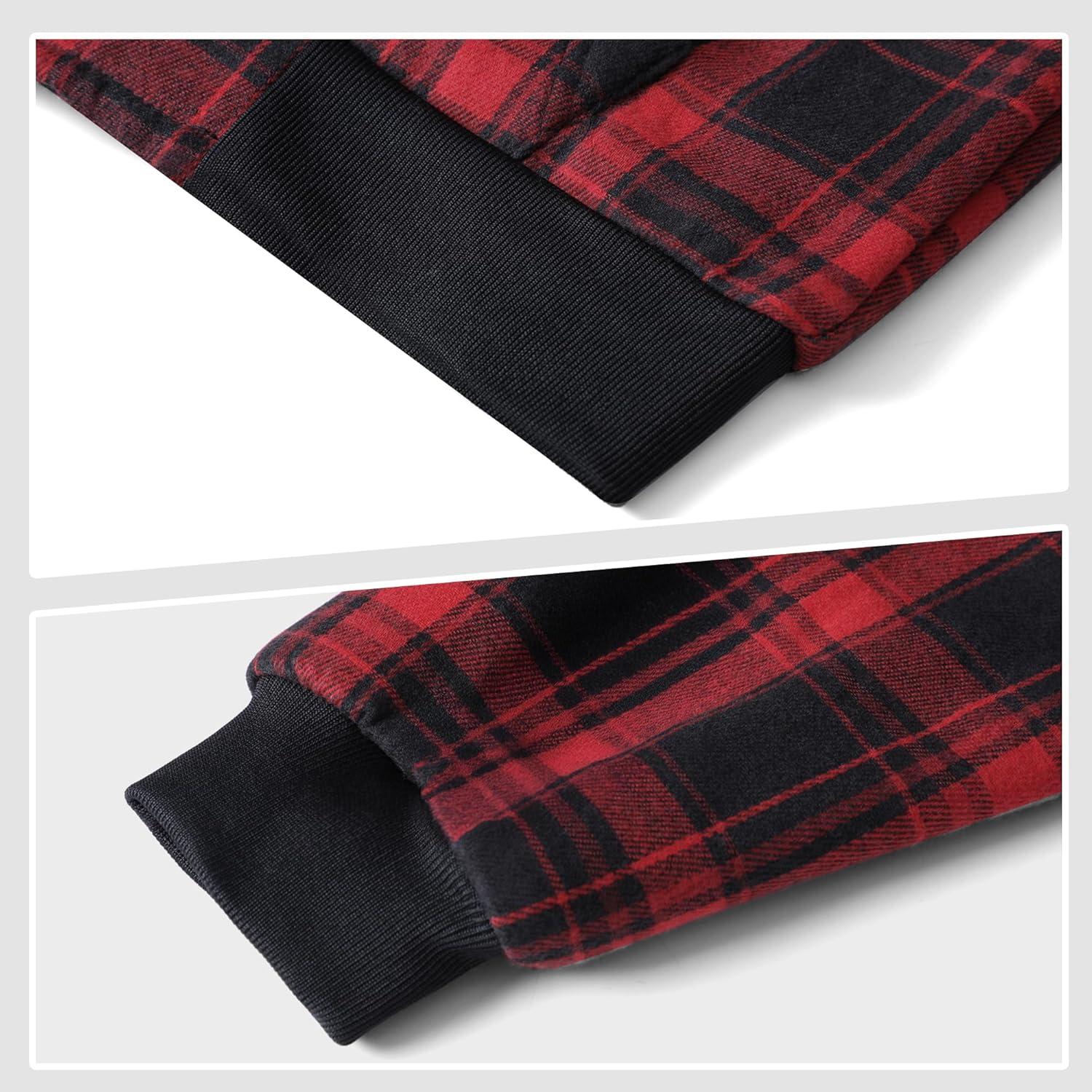 imageWULFUL Boys Flannel Fleece Jackets Plaid Sherpa Hoodie Zip Up Sweatshirt Winter Coat 514 YearsRed 711