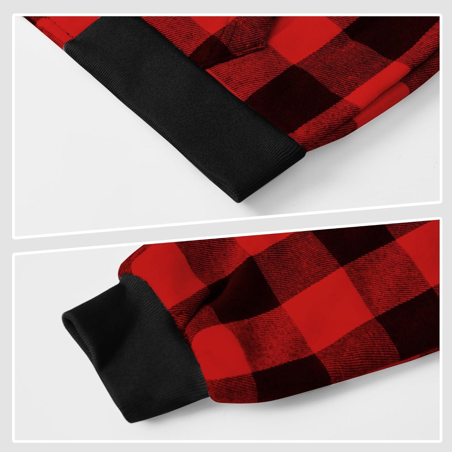 imageWULFUL Boys Flannel Fleece Jackets Plaid Sherpa Hoodie Zip Up Sweatshirt Winter Coat 514 YearsRed 798