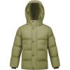 imageWULFUL Kids Boys Winter Coat Hooded Puffer Windbreaker Warm Cotton Jacket Parka Down Outdoor CoatsArmy Green