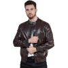 imageWULFUL Mens Faux Leather Jacket Stand Collar Lightweight Bomber JacketCoffee
