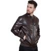imageWULFUL Mens Faux Leather Jacket Stand Collar Lightweight Bomber JacketCoffee