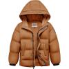 imageWULFUL Kids Boys Winter Coat Hooded Puffer Windbreaker Warm Cotton Jacket Parka Down Outdoor CoatsOrange