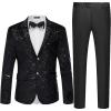imageWULFUL Mens 3 Piece Suits Slim Fit Tuxedo Suit Set One Button Shawl Lapel Blazer Jacket Vest Pants Set for Prom BusinessBlackc007