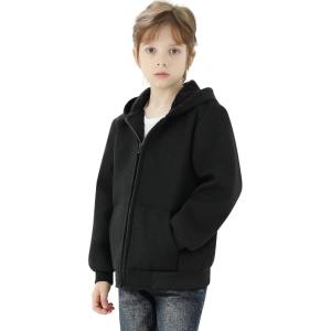 imageWULFUL Boys Flannel Fleece Jackets Plaid Sherpa Hoodie Zip Up Sweatshirt Winter Coat 514 YearsBlack