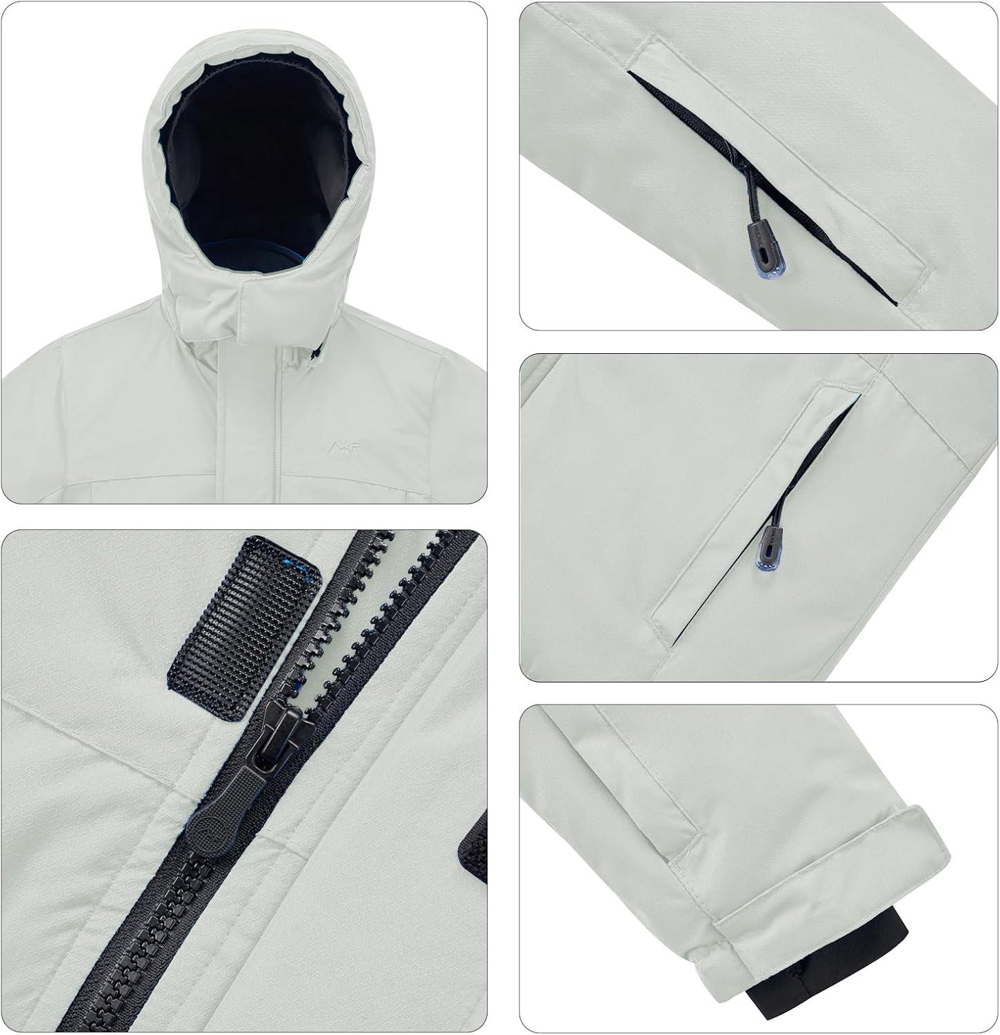 imageWULFUL Kids Waterproof Ski Jacket Warm Fleece Hooded Boys and Girls Winter Snow Coat OutwearWindproof RainCoatLight Gray