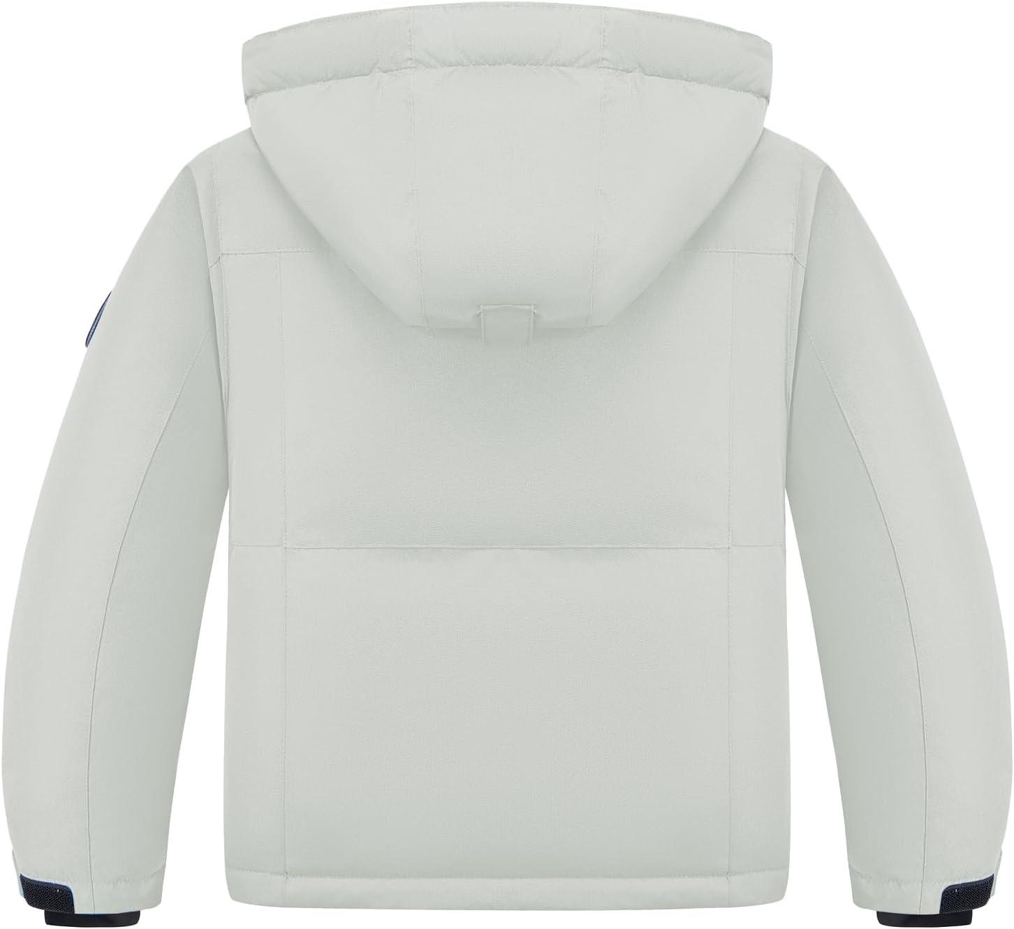 imageWULFUL Kids Waterproof Ski Jacket Warm Fleece Hooded Boys and Girls Winter Snow Coat OutwearWindproof RainCoatLight Gray