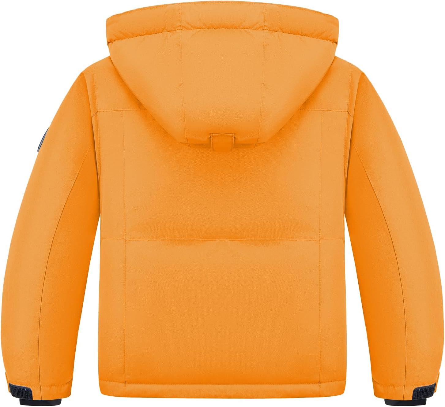 imageWULFUL Kids Waterproof Ski Jacket Warm Fleece Hooded Boys and Girls Winter Snow Coat OutwearWindproof RainCoatOrange