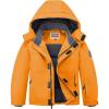 imageWULFUL Kids Waterproof Ski Jacket Warm Fleece Hooded Boys and Girls Winter Snow Coat OutwearWindproof RainCoatOrange