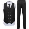imageWULFUL Mens 3 Piece Suits Slim Fit Tuxedo Suit Set Double Breasted Suit Jacket Vest Pants Set for Wedding PromBlack