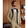 imageWULFUL Mens 3 Piece Suits Slim Fit Tuxedo Suit Set Double Breasted Suit Jacket Vest Pants Set for Wedding PromKhaki