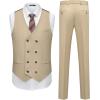 imageWULFUL Mens 3 Piece Suits Slim Fit Tuxedo Suit Set Double Breasted Suit Jacket Vest Pants Set for Wedding PromKhaki
