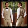 imageWULFUL Mens 3 Piece Suits Slim Fit Tuxedo Suit Set Double Breasted Suit Jacket Vest Pants Set for Wedding PromKhaki