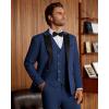 imageWULFUL Mens 3 Piece Suits Slim Fit Tuxedo Suit Set Double Breasted Suit Jacket Vest Pants Set for Wedding PromNavy