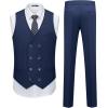 imageWULFUL Mens 3 Piece Suits Slim Fit Tuxedo Suit Set Double Breasted Suit Jacket Vest Pants Set for Wedding PromNavy