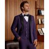 imageWULFUL Mens 3 Piece Suits Slim Fit Tuxedo Suit Set Double Breasted Suit Jacket Vest Pants Set for Wedding PromPurple