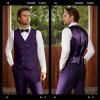 imageWULFUL Mens 3 Piece Suits Slim Fit Tuxedo Suit Set Double Breasted Suit Jacket Vest Pants Set for Wedding PromPurple