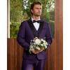 imageWULFUL Mens 3 Piece Suits Slim Fit Tuxedo Suit Set Double Breasted Suit Jacket Vest Pants Set for Wedding PromPurple