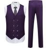 imageWULFUL Mens 3 Piece Suits Slim Fit Tuxedo Suit Set Double Breasted Suit Jacket Vest Pants Set for Wedding PromPurple