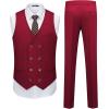 imageWULFUL Mens 3 Piece Suits Slim Fit Tuxedo Suit Set Double Breasted Suit Jacket Vest Pants Set for Wedding PromRed