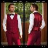 imageWULFUL Mens 3 Piece Suits Slim Fit Tuxedo Suit Set Double Breasted Suit Jacket Vest Pants Set for Wedding PromRed