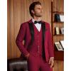 imageWULFUL Mens 3 Piece Suits Slim Fit Tuxedo Suit Set Double Breasted Suit Jacket Vest Pants Set for Wedding PromRed