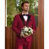 imageWULFUL Mens 3 Piece Suits Slim Fit Tuxedo Suit Set Double Breasted Suit Jacket Vest Pants Set for Wedding PromRed