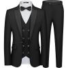 imageWULFUL Mens 3 Piece Suits Slim Fit Tuxedo Suit Set Double Breasted Suit Jacket Vest Pants Set for Wedding PromBlack