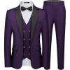 imageWULFUL Mens 3 Piece Suits Slim Fit Tuxedo Suit Set Double Breasted Suit Jacket Vest Pants Set for Wedding PromPurple