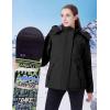 imageWULFUL Womens Waterproof Ski Jacket Warm Winter Coats Windproof Winter Jackets for Women Fleece Lined Windbreaker with HoodBlack