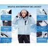 imageWULFUL Womens Waterproof Ski Jacket Warm Winter Coats Windproof Winter Jackets for Women Fleece Lined Windbreaker with HoodLight Blue New