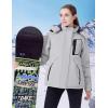imageWULFUL Womens Waterproof Ski Jacket Warm Winter Coats Windproof Winter Jackets for Women Fleece Lined Windbreaker with HoodLight Grey