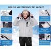 imageWULFUL Womens Waterproof Ski Jacket Warm Winter Coats Windproof Winter Jackets for Women Fleece Lined Windbreaker with HoodLight Grey