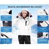 imageWULFUL Womens Waterproof Ski Jacket Warm Winter Coats Windproof Winter Jackets for Women Fleece Lined Windbreaker with HoodWhite