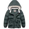 imageWULFUL Kids Boys Winter Coat Detachable Hat Puffer Windbreaker Warm Cotton Jacket Parka Down Outdoor CoatsDark Gray