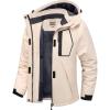 imageWULFUL Womens Waterproof Ski Jacket Warm Winter Coats Windproof Winter Jackets for Women Fleece Lined Windbreaker with HoodBeige