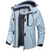 imageWULFUL Womens Waterproof Ski Jacket Warm Winter Coats Windproof Winter Jackets for Women Fleece Lined Windbreaker with HoodLight Blue New