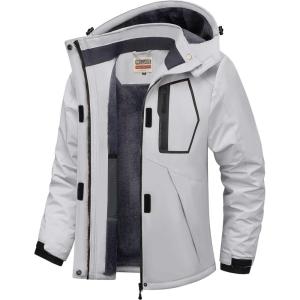 imageWULFUL Womens Waterproof Ski Jacket Warm Winter Coats Windproof Winter Jackets for Women Fleece Lined Windbreaker with HoodLight Grey