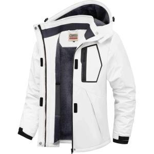 imageWULFUL Womens Waterproof Ski Jacket Warm Winter Coats Windproof Winter Jackets for Women Fleece Lined Windbreaker with HoodWhite