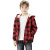 imageWULFUL Boys Flannel Fleece Jackets Plaid Sherpa Hoodie Zip Up Winter Coat 514 YearsRed 798