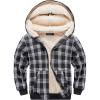 imageWULFUL Boys Flannel Fleece Jackets Plaid Sherpa Hoodie Zip Up Winter Coat 514 YearsBlack 758