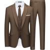 imageWULFUL Mens Slim Fit Suit One Button 3Piece Blazer Dress Business Wedding Party Jacket Vest ampamp PantBrown