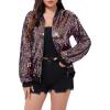 imageWULFUL Womens Sequin Jackets Sparkly Glitter Long Sleeve Front Zip Bomber Blazers Party CostumeMulticolor