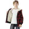imageWULFUL Boys Flannel Fleece Jackets Plaid Sherpa Hoodie Zip Up Winter Coat 514 YearsRed 711