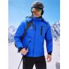 imageWULFUL Mens Ski Jackets Warm Winter Snow Windbreaker Resistant Snowboard Fleece Coat Mountain Waterproof Parka with Hood Blue Large