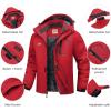 imageWULFUL Mens Ski Jackets Warm Winter Snow Windbreaker Resistant Snowboard Fleece Coat Mountain Waterproof Parka with Hood Red Large