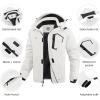 imageWULFUL Mens Ski Jackets Warm Winter Snow Windbreaker Resistant Snowboard Fleece Coat Mountain Waterproof Parka with Hood White Medium