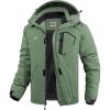 imageWULFUL Mens Ski Jackets Warm Winter Snow Windbreaker Resistant Snowboard Fleece Coat Mountain Waterproof Parka with Hood Army Green XXLarge