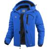 imageWULFUL Mens Ski Jackets Warm Winter Snow Windbreaker Resistant Snowboard Fleece Coat Mountain Waterproof Parka with Hood Blue Large